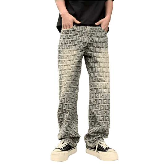 Jacquard All-over Letter Jeans