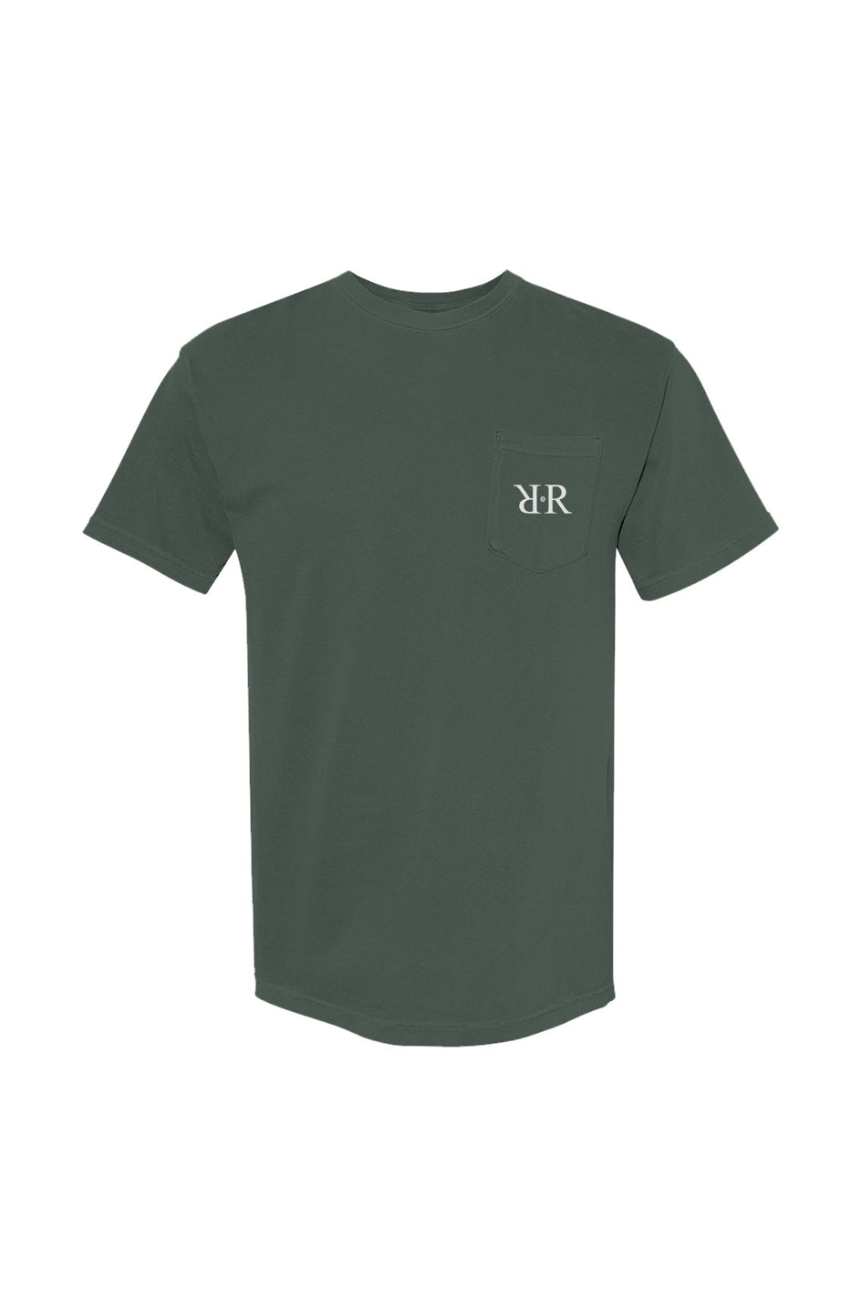 Unisex Heavyweight Logo Pocket-T-Shirt in black, chest pocket detail
