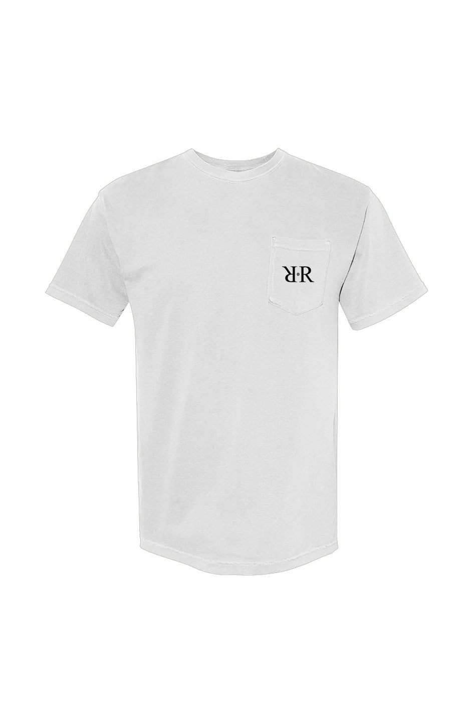 Unisex Heavyweight Logo Pocket-T-Shirt in black, chest pocket detail