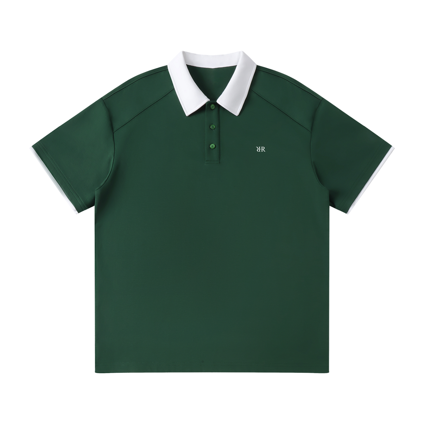 "RR" Contrast Collar Raglan Polo Shirt