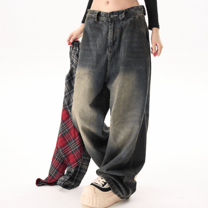 "Lions Crest" Unisex Loose Fit Straight-Leg Washed Jeans