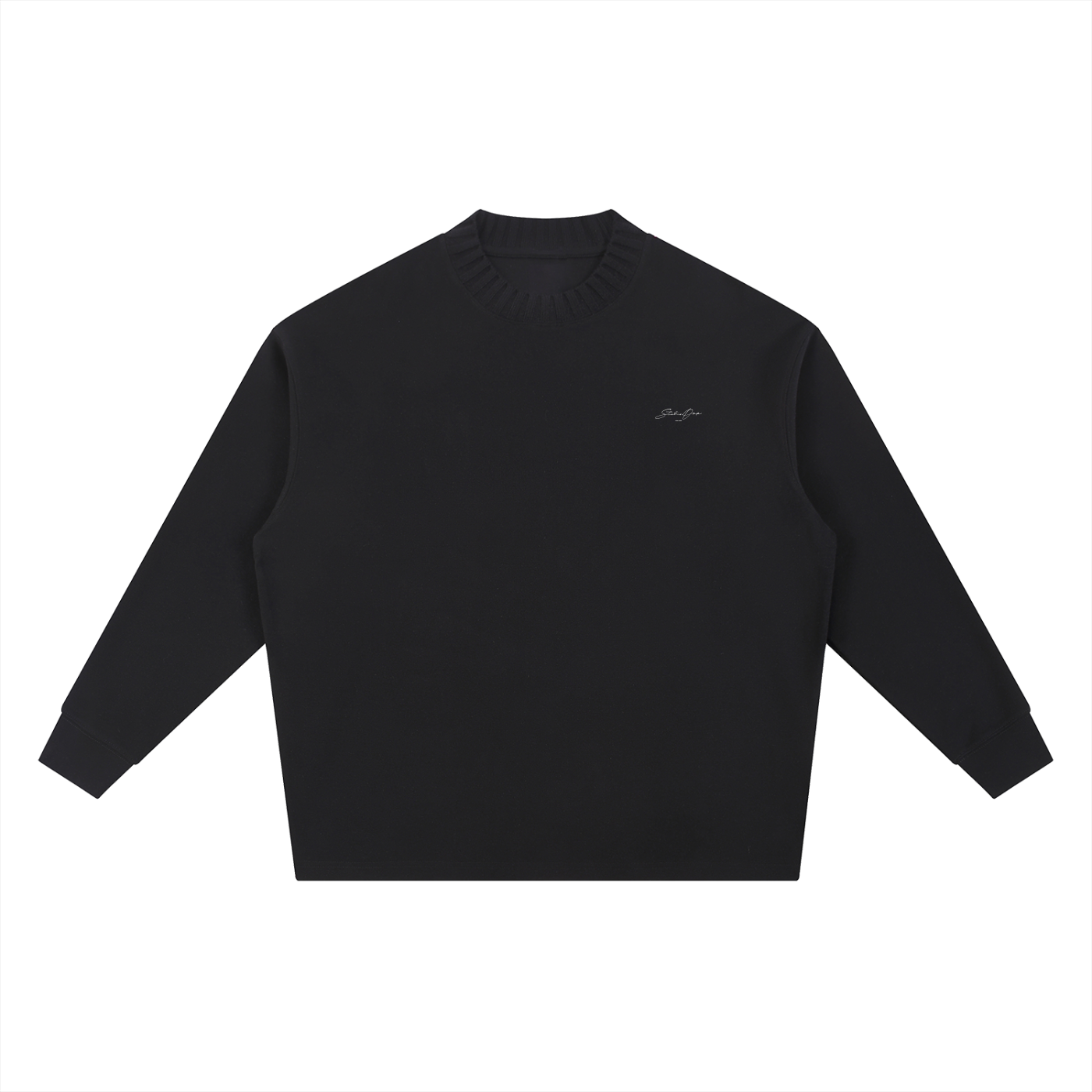 "Signature" Knitted Round Neck Oversize Sweatshirt