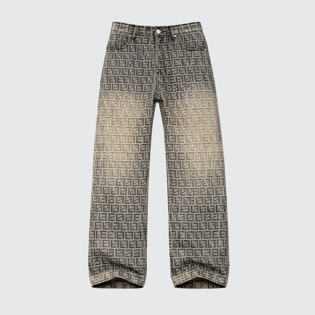 Jacquard All-over Letter Jeans