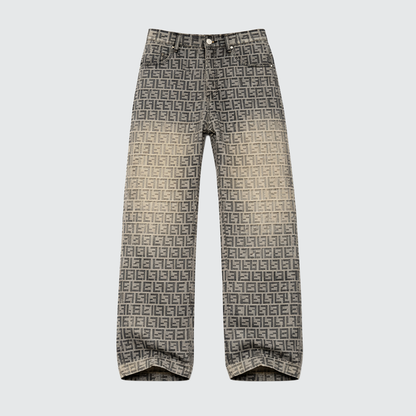Jacquard All-over Letter Jeans