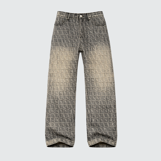 Jacquard All-over Letter Jeans