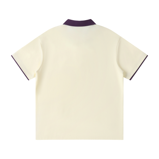 "RR" Contrast Collar Raglan Polo Shirt