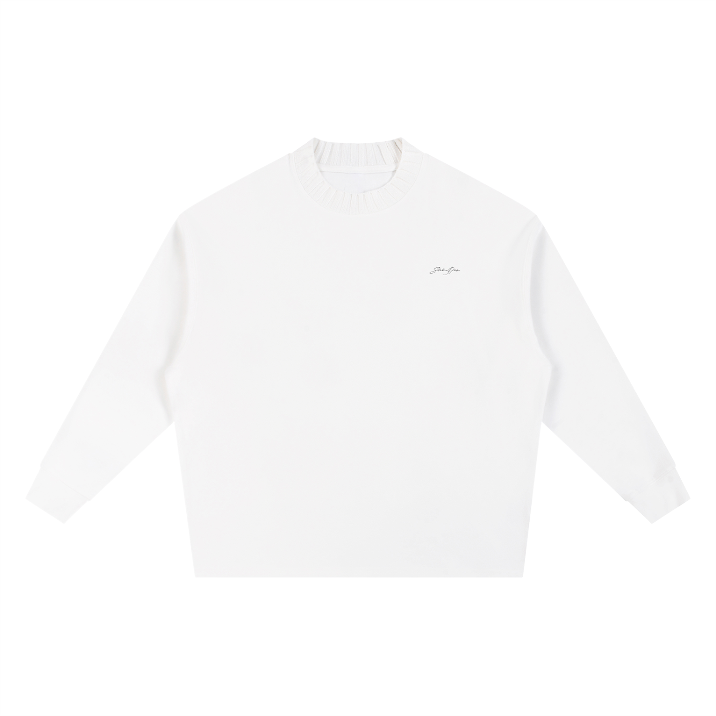 "Signature" Knitted Round Neck Oversize Sweatshirt