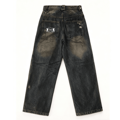 "Lions Crest" Unisex Loose Fit Straight-Leg Washed Jeans