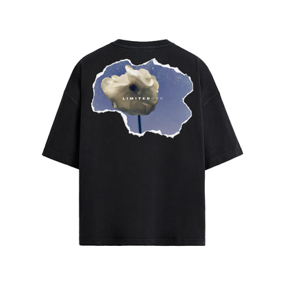 "White Flower" Unisex Premium Combed Cotton Oversized T-shirt