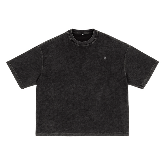 Heavyweight Waffle-Texture Washed Cropped Boxy T-Shirt