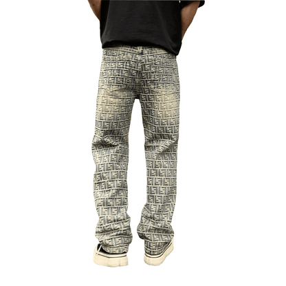 Jacquard All-over Letter Jeans