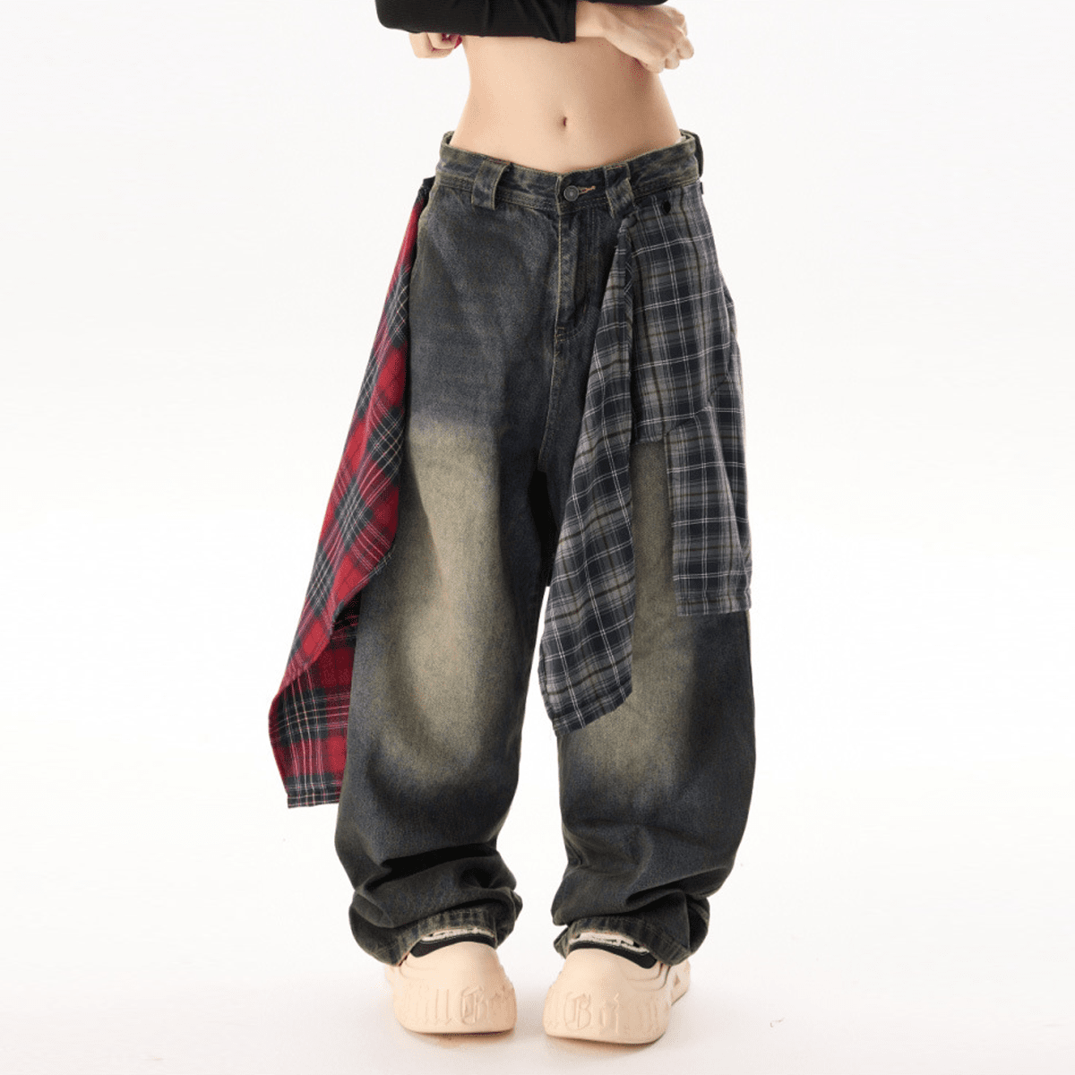 "Lions Crest" Unisex Loose Fit Straight-Leg Washed Jeans