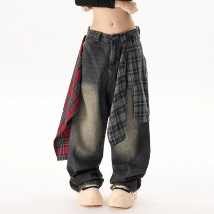 "Lions Crest" Unisex Loose Fit Straight-Leg Washed Jeans