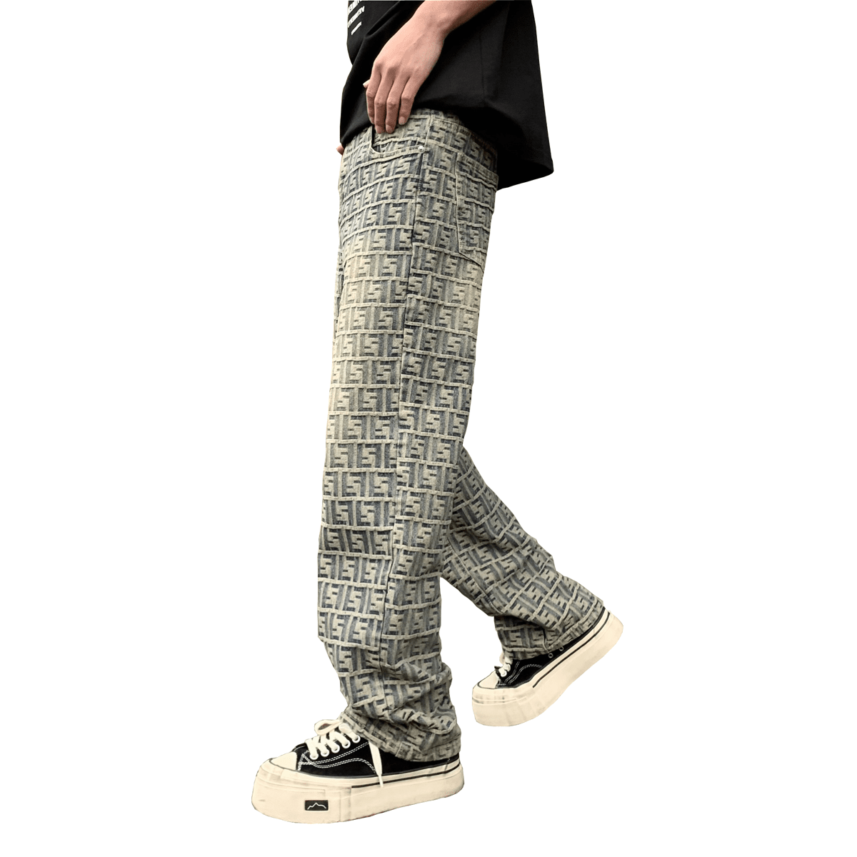 Jacquard All-over Letter Jeans
