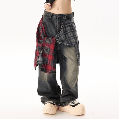 "Lions Crest" Unisex Loose Fit Straight-Leg Washed Jeans