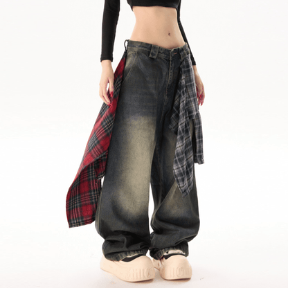 "Lions Crest" Unisex Loose Fit Straight-Leg Washed Jeans