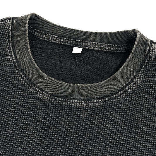 Heavyweight Waffle-Texture Washed Cropped Boxy T-Shirt