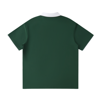 "RR" Contrast Collar Raglan Polo Shirt