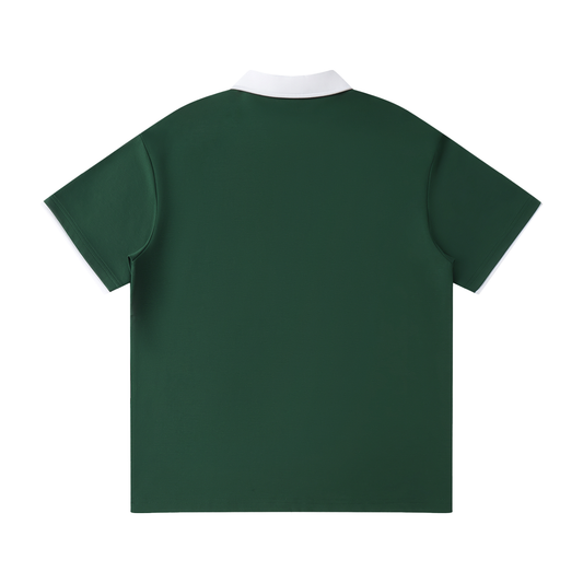 "RR" Contrast Collar Raglan Polo Shirt
