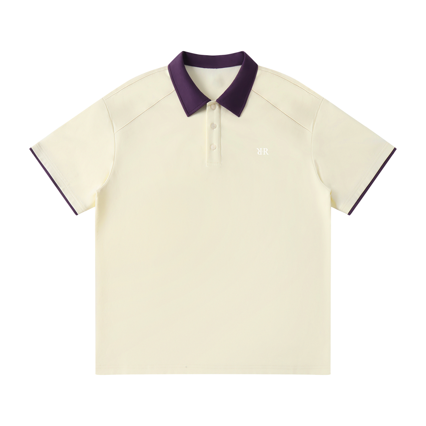"RR" Contrast Collar Raglan Polo Shirt