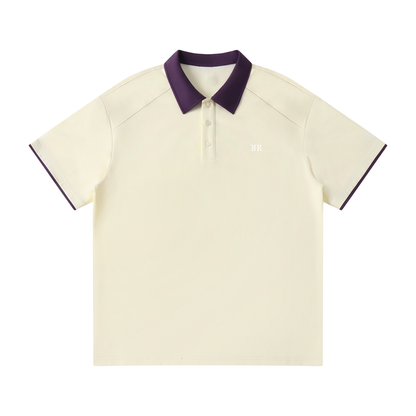 "RR" Contrast Collar Raglan Polo Shirt